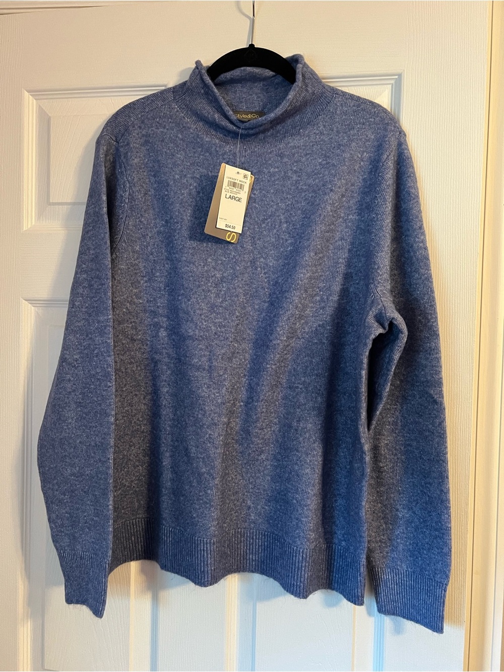 Style & Co. Women's Heather Blue Turtleneck Sweater